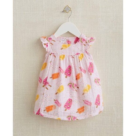 Mud Pie Popsicle Novelty Print Gauzy Muslin Dress Baby Size 0-3 Months White - Picture 3 of 9